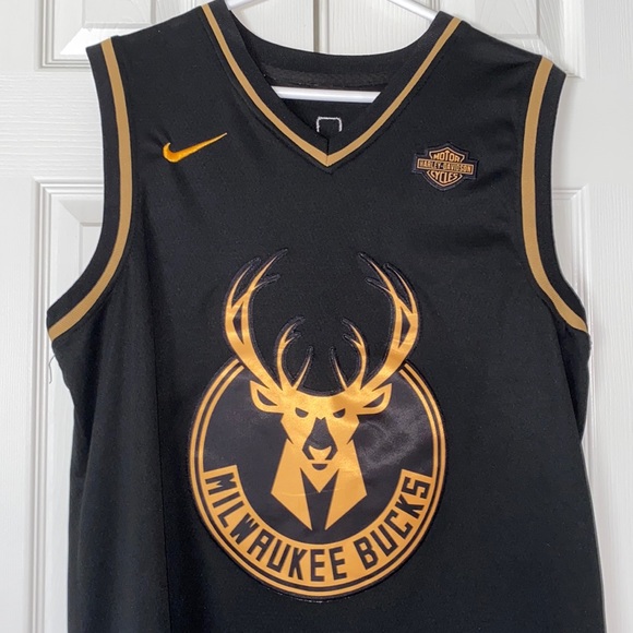 Nike Other - Nike Milwaukee Bucks Black and Gold Sleeveless Basketball Jersey